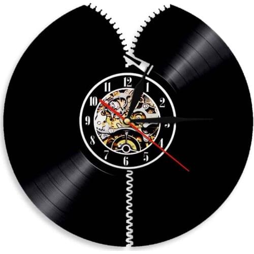 Zipper LED Light Vinyl Record Wall Art Clock Modern Abstract Zip CD Disc Living Room Decor Clocks Hanging Watch Silent Quartz