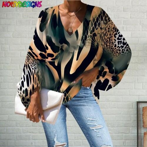 WHEREISART Lady Long Chiffon Clothing Leopard Prints Euporean Style Women Loose Large Size Shirt Casual Tops Blusas Feminina