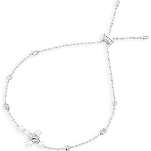 SOELLE Fashion Real 925 Sterling Silver Cross Adjustable Pearl Bracelet with High Quality AAA Zircon Women Luxury Brand Jewelry