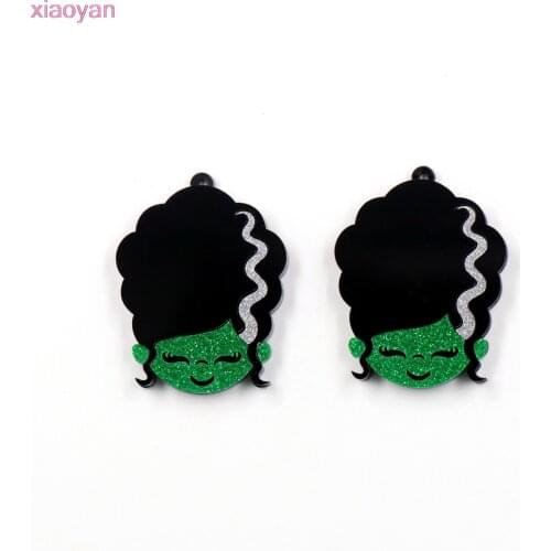 1pair ) Halloween Trick or Treat For Earrings Glitter Monster Acrylic Jewelry Accessories