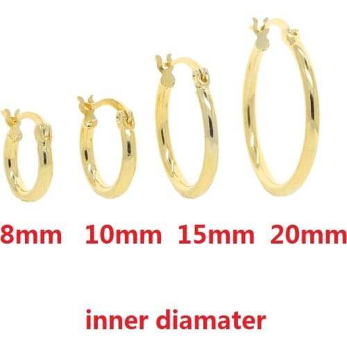 1 Pair Minimalist Tube Hoop Earrings For Women 925 Sterling Silver Gold Color Classic Tiny Round Earrings 8mm/10mm/15mm/20mm