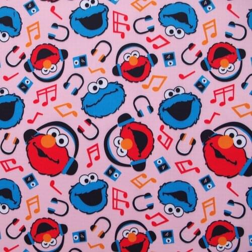 1 yard Polyester/PVC coated Waterproof Fabric for bag,- Cartoon and Music Note on Pink background (width=140cm)
