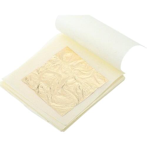 10 Sheets Pure 24K Gold Foil Leaf Anti-Aging Gilding 43.3x43.3mm For Food Decorations