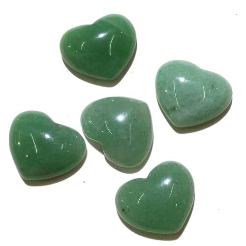 10 Pieces Green Aventurine Natural Stones Cabochon 10x10mm 15x18mm 25x25mm Heart Shape No Hole for Making Jewelry DIY