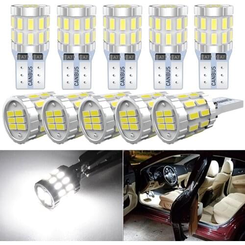 10x T10 LED Canbus W5W 194 Car Parking Light Clearance Dome Reading Interior Trunk Lamp For Alfa Romeo Mitsubshi Dodge Saab Seat