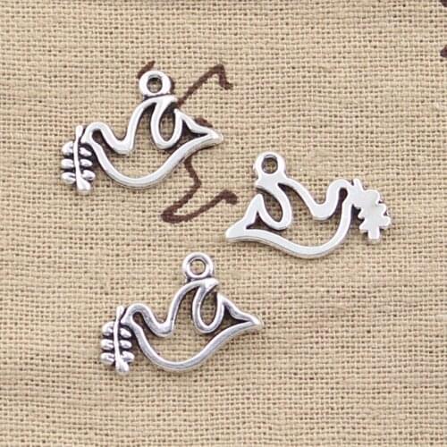 15pcs Charms peace dove olive 20*13mm Antique Making pendant fit,Vintage Tibetan Silver,DIY bracelet necklace