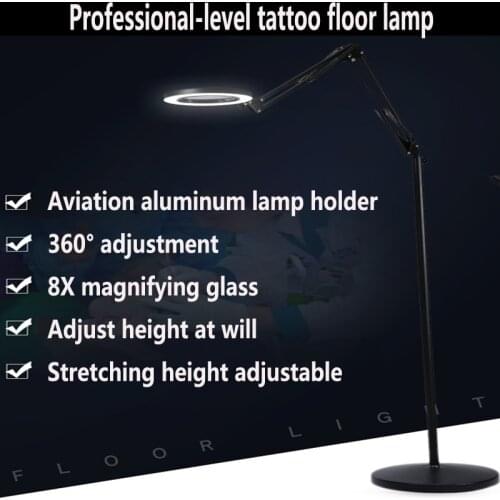 200V 8X diopter LED Magnifier Floor Lamp Magnifier 360° Rotating Facial Light LED Folding Light Magnifier Beauty Nail Tattoo