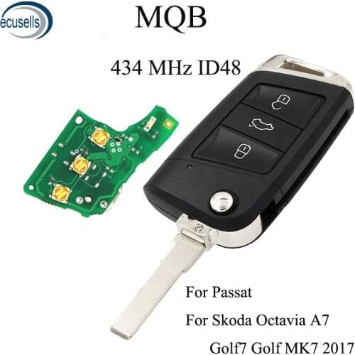 3 Buttons Remote Key 434MHz ID48 Chip for Volkswagen Skoda Octavia A7 MQB Golf VII Golf7 Golf MK7 2017 for Skoda