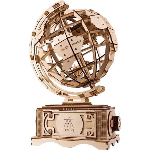 3D DIY Decoration Assembly Globe Earth Map Mdel Kit Physical Science Technology Educational Wooden Toys For Children Kids Adult