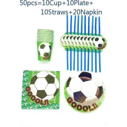 50/80 pcs Football Theme birthday party tableware set Napkin Cups Tablecloth Flag straw Kids Favor Boys Party Decoration