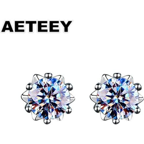 925 Classic Silver 0.5/1ct D color Moissanite VVS Fine Jewelry Diamond Stud Earring With certificate for Women Gift JC-02