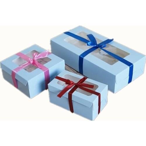 Large Brown Muffin packaging 6 cupcake boxes 8,Kraft paper gift cake box with pvc window, 4 cupcake packing craft paper box
