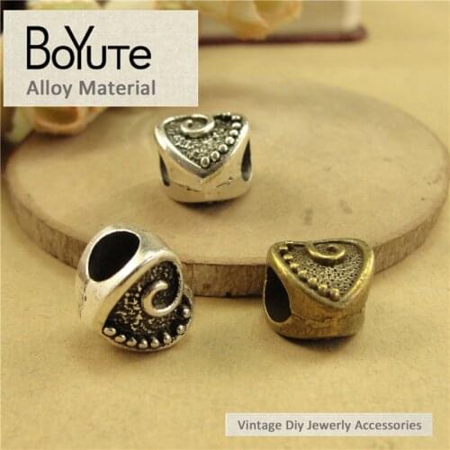 BoYuTe (50 Pieces/Lot) 11*11*9MM Antique Bronze Silver Plated Zinc Alloy Big Hole Beads for Bracelet Jewelry Accessories Diy