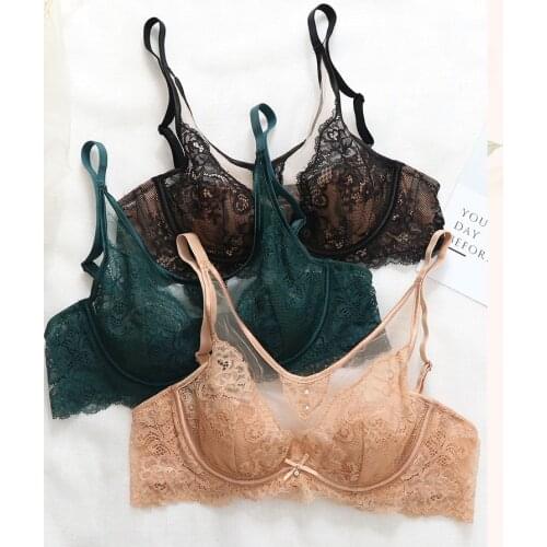 Wriufred Sexy Temptation Anti-light Transparent Non-thoracic Gathered Bra Underwire Breathable Lingerie Set Romantic Underwear