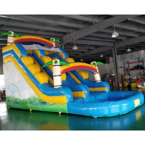 Cheap Inflatable New Style Tropical Palm Tree BounceSlide with Swimming Pool
