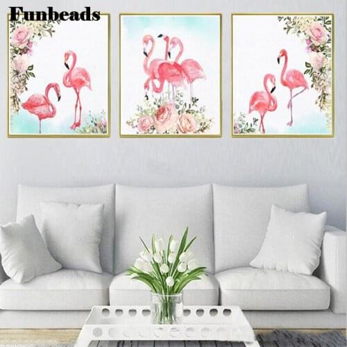 Diy diamond painting pink Flower Flamingo full square round drill diamond embroidery picture of rhinestone painting 3 pcs FF412