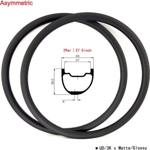 FIC 29er 27.5 inch MTB rim Asymmetric Hookless 33mm wide 30mm deep carbon mountain AM XC bicycle disc brake 28 hole rim