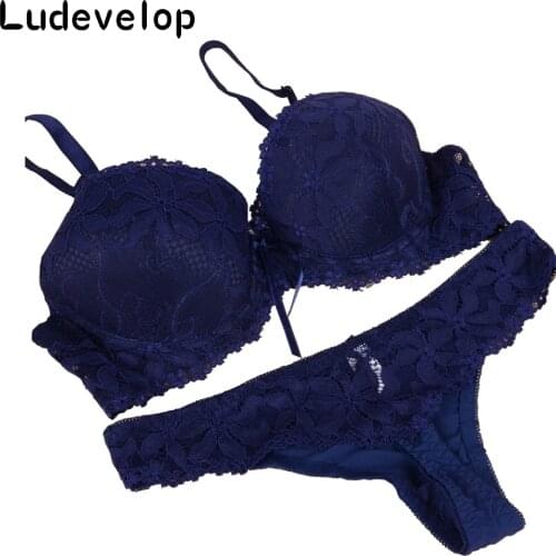 French brand intimate sexy lace bra set push up high quality embroidery bra brief sets women Large ABC underwear set