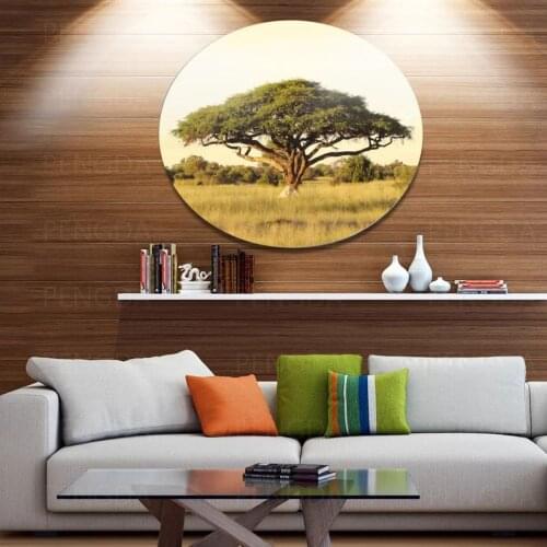 HD Canvas Prints Poster Home Acacia Tree Decoration Painting Wall Art African Plain Picture Modular Round Living Room No Frame