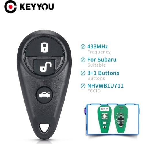KEYYOU NHVWB1U711 433MHZ FSK 3+1 Buttons Remote Car Key For Subaru Forester Impreza Legacy Outback Tribeca Impreza WRX 2009-2010