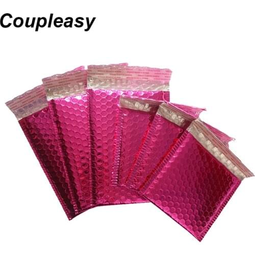 50Pcs/Lot Rose Red Aluminum Film Bubble Envelopes Self Seal Bubble Mailers Padded Envelopes Waterproof Shipping Bags Mailer