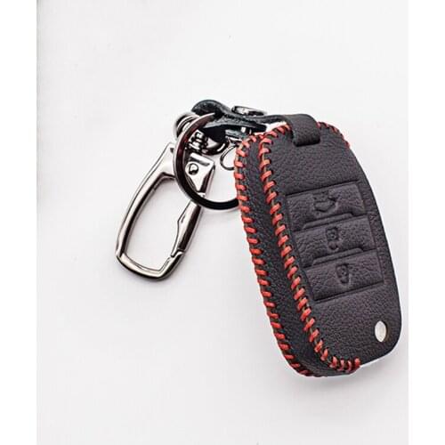 Carrying leather key case for Kia K3 K4 QL 2015-2018 for Sorento RIO K5 Sportage R 2017 2018 3 buttons folding remote control