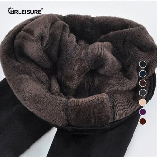 CHRLEISURE Warm Womens Plus Velvet Winter Leggings Ankle-Length Keep Warm Solid Pants High Waist Large Size Women Leggings