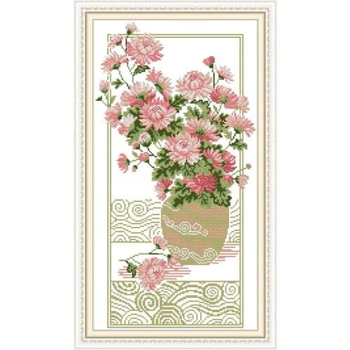 Joy Sunday Embroidery Cross craft Stitch Plant Pattern Home Decoration Sewing Kit White Modern Floral Embroidery Set Painting