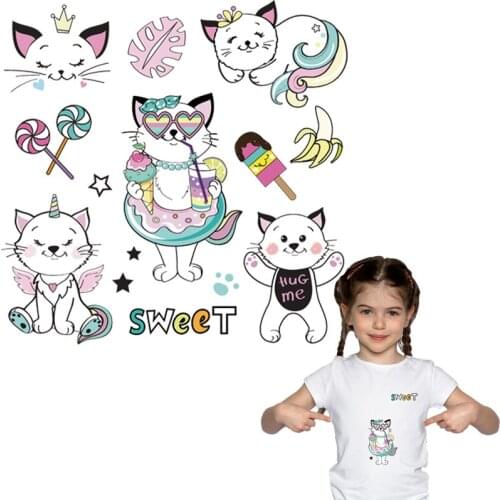 Cute Animal Set Iron On Patch For Girl Boy T-Shirt Diy Accessory Heat Transfer Fashion Clothes Stickers Small Unicorn Patch