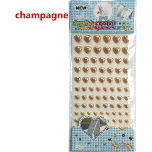 Childrens toy stickers Acrylic champagne pearl Heart Self Adhesive kids gifts Mobile phone shell Laptop decoration stickers