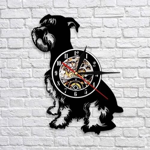 Giant Schnauzer Dog Breed Vinyl Record Wall Clock Dog Pet Owener Dog Lovers Breeders Gift Mini Schnauzer Dog Canine Wall Clock