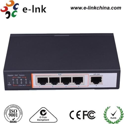 Unmanaged 4 port gigabit PoE Switch with one 1000M uplink port