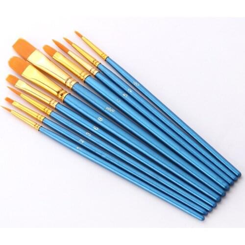 Nylon Hair Painting Brush 10Pcs/Set Painting By Numbers Tool Brushes Gouache Paint Brushes Different Shape Round Tip Kits