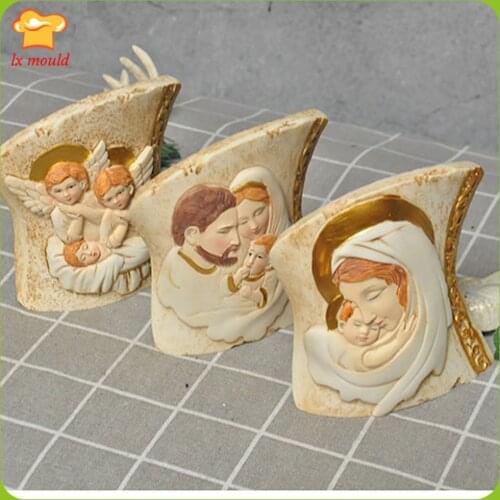 LXYY New Catholic Candle Silicone Mould Islam Religious Home Decoration Soap Aromatherapy Plaster Mold Angel doll Holy father