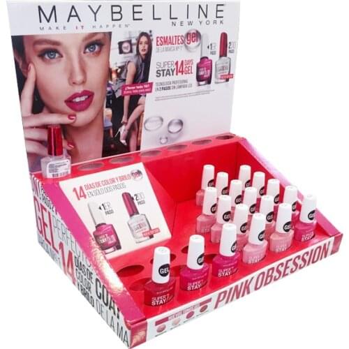 Retail table cosmetic product display tray cardboard nail polish lipstick eyelash makeup display stand cosmetic