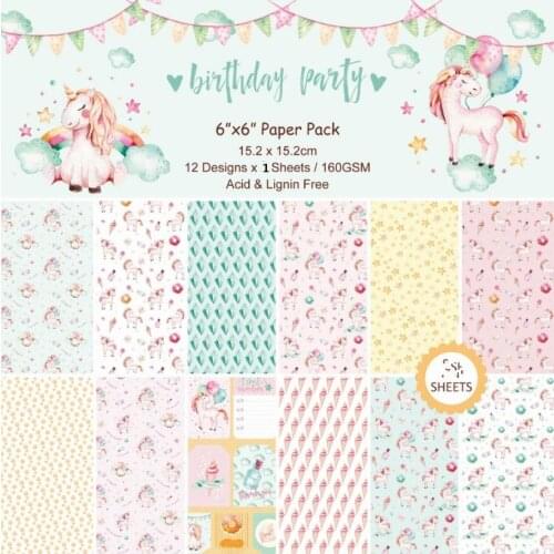 12 Sheets unicorn Scrapbooking Pads Paper Origami Art Background Paper Card Making DIY Scrapbook Paper Craft B1033