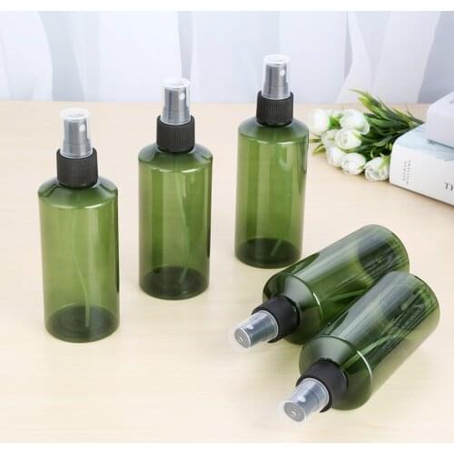 5Pcs 150/200ml Mini Plastic Small Empty Spray Bottle for Make Up and Skin Care Refillable Travel Use Dark Green Color