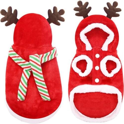 Christmas Dog Clothes Pet Autumn Winter Thickened Hoodie For Pet Dogs Puppy Warm Christmas Costume Pet Xmas Party Products