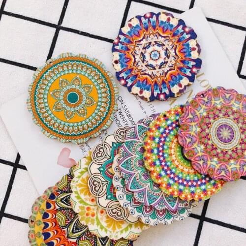 8pieces/lot diy printing wood chip flower pendant Earring Accessories earrings Supplies for Jewelry Accessories