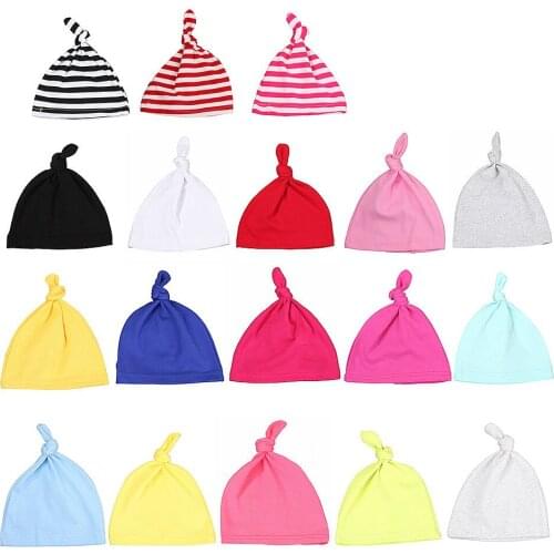 2019 Cotton Newborn Baby Knot Beanies Girls Boys Sleep Caps