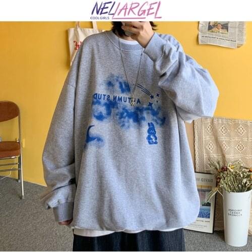NELLARGEL Women Kawaii Rabbit Y2k Harajuku Hoodies 2021 Female Streetwear Korean Causal Sweatshirts Girl Loose Vintage Hoodies