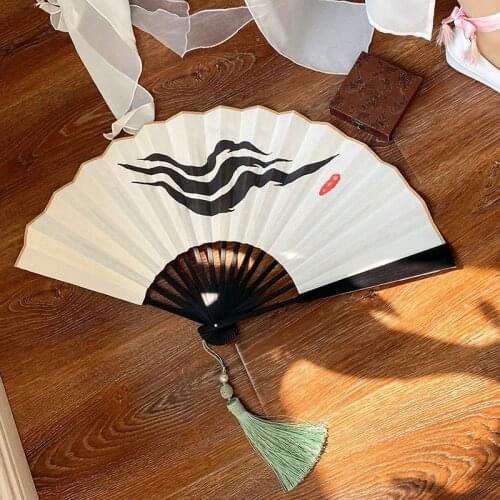 Anime Tian Guan Ci Fu Hua Cheng Cosplay folding fan Xie Lian Handheld Folded Cool Cloth Fan Cartoon Dance Hand Fan Xmas Gifts