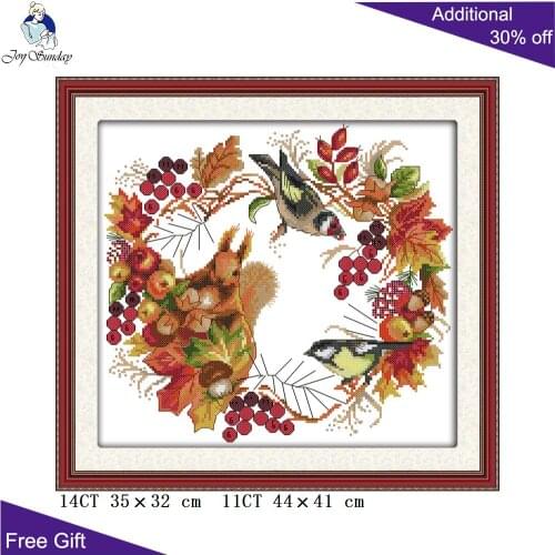 Joy Sunday Wreath Cross Stitch D862 14CT 11CT Stamped and Counted Home Decoration Joy Wreath Embroidery DIY Cross Stitch Kits