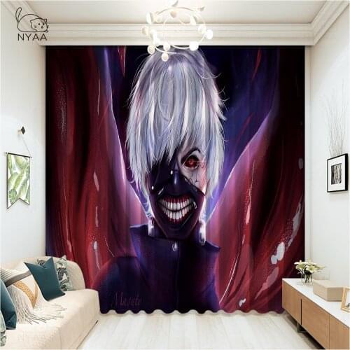Japanese Comic Curtains For Living Room Bedroom ChildrenS Room Curtains Custom Tokyo Ghoul Window Drapes Micro Shading