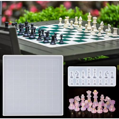 1 Set 3D International Chess Epoxy Resin Molds Chess Pieces UV Resin Molds Silicone For DIY Jewelry Making Supplies Handmade