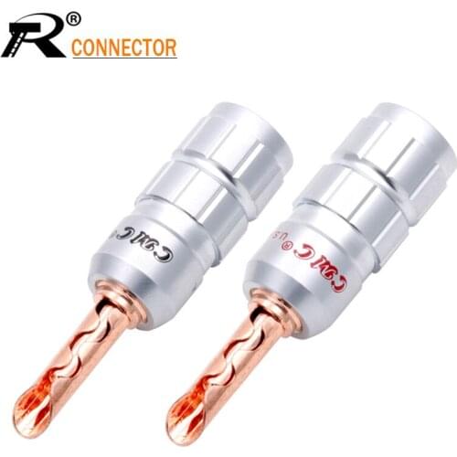 2pcs Speaker Banana Plug Connector No Soldering Copper Jack Male Plug Screw Wire Adapter for Audio Video Cable Connector