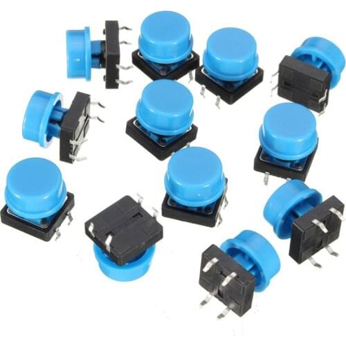 20pcs 4Pin Blue Tactile Push Button Switch Momentary Tact Caps Used in the Fields of Electronic Products Waterproof Favorable