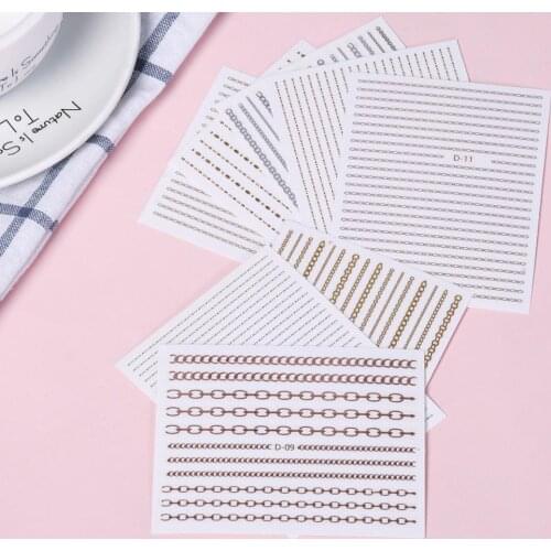 3PCS Rose Gold Silver 3D Nail Sticker Curve Stripe Lines Nails Stickers Adhesive Striping Tape Nail Art Stickers Decals