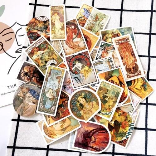 38pcs Vintage Famous Artist Oil Painting stickers DIY suitcase Thermos cup toys sticker