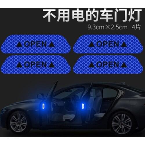 4pcs Car Door Luminous Stickers Reflective Tape wholesale open tip Night Light flash Warn Adhesive Glow Auto Accessories